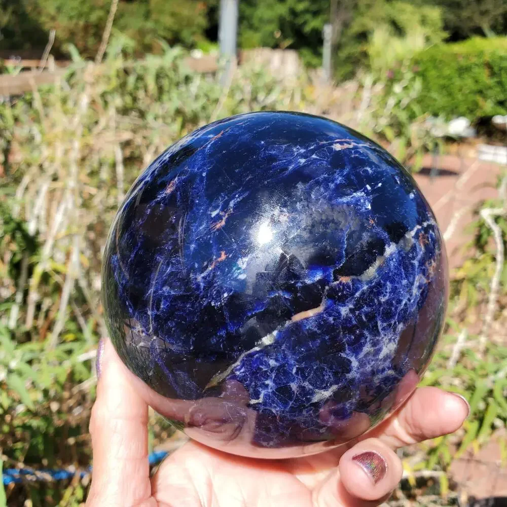 XL Sodalite Crystal Sphere Deep Dark Blue 104mm 1530 grams